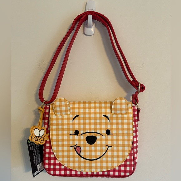 Loungefly Handbags - Loungefly Winnie The Pooh Gingham Crossbody Purse NWT Adjustable Strap Picnic